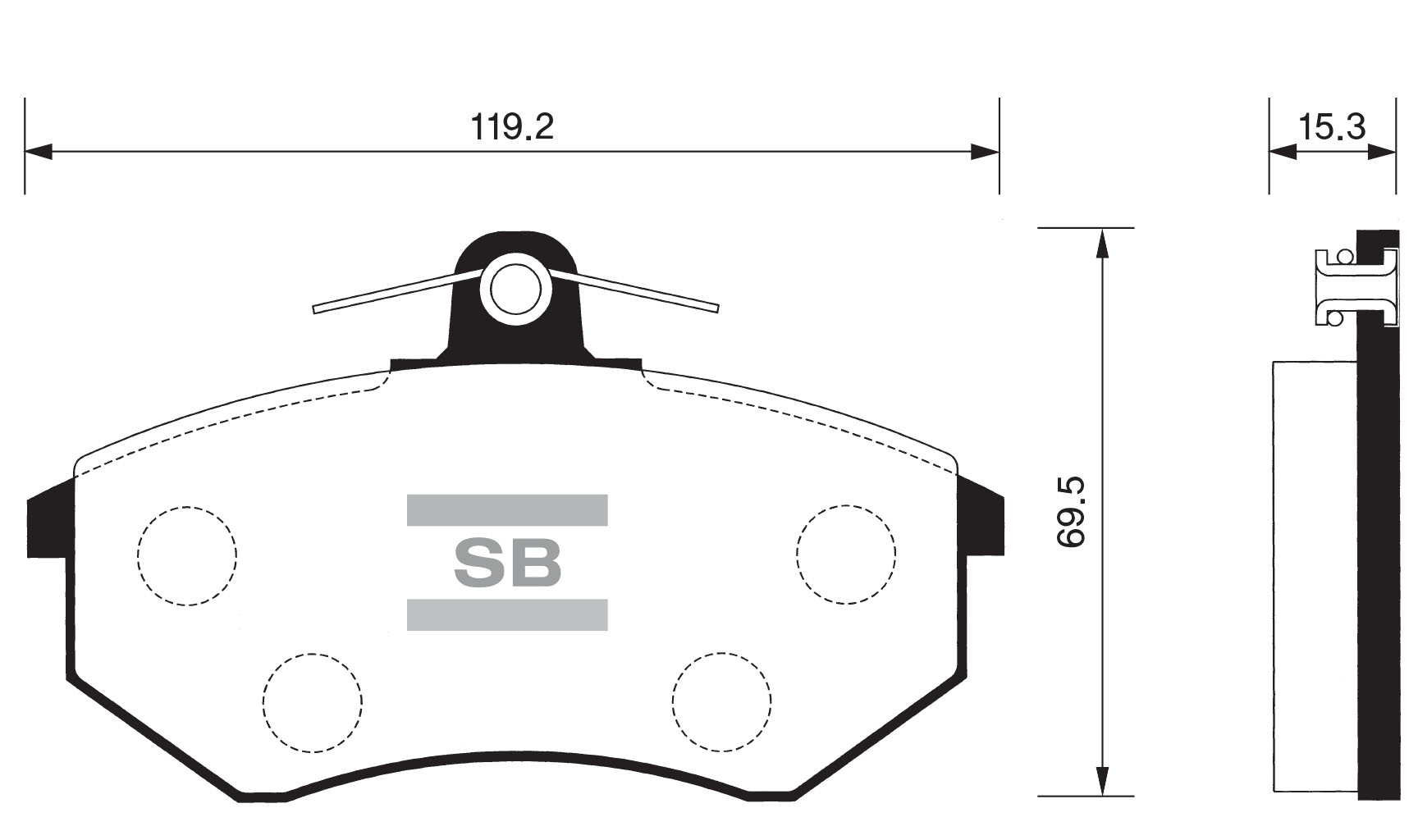 Колодки тормозные передние - Sangsin SP1043