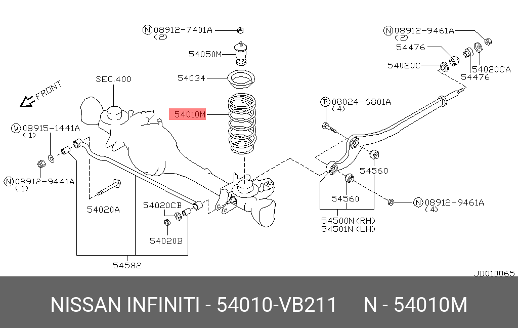 Пружина ходовой части | перед | - Nissan 54010-VB211