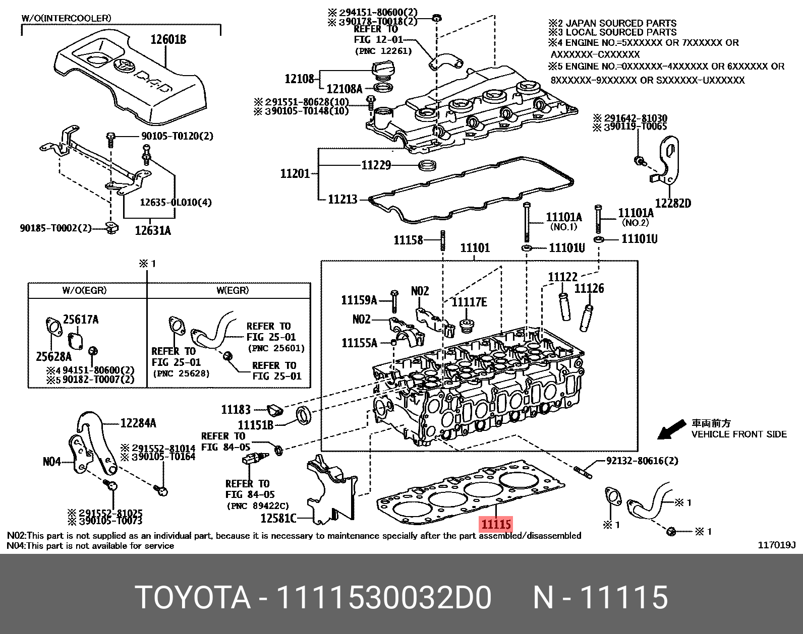 Прокладка головки блока цилиндров - Toyota 11115-30032-D0