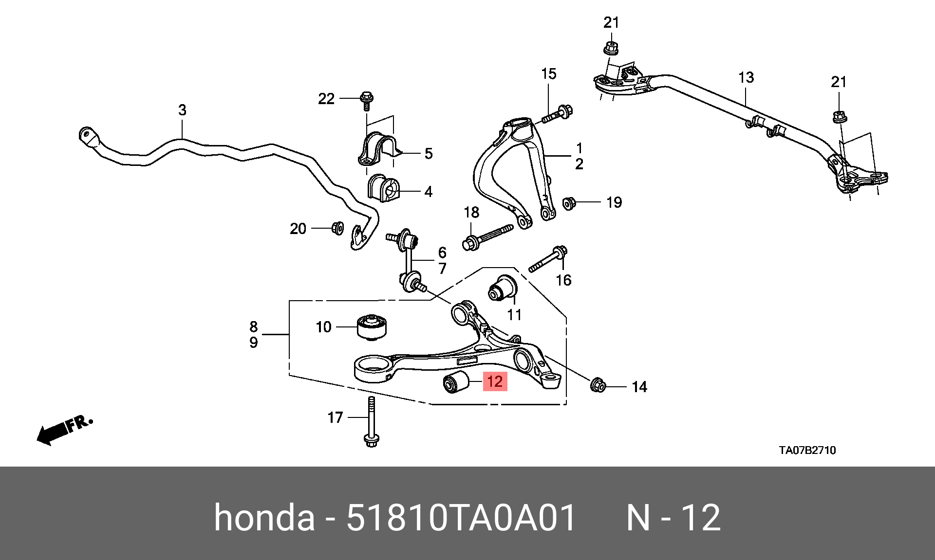 Сайлентблок подвески | перед лев | - Honda 51810-TA0-A01