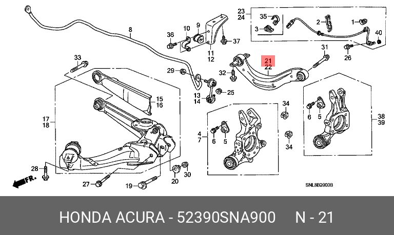 Рычаг подвески | зад прав | - Honda 52390-SNA-900
