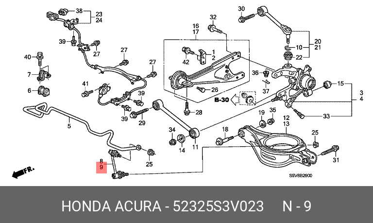 Стойка стабилизатора | зад лев | - Honda 52325-S3V-023