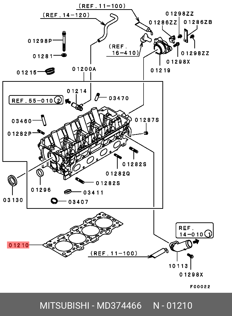 Прокладка головки блока цилиндров - Mitsubishi MD374466