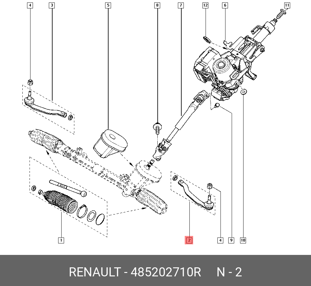 Наконечник рулевой тяги | лев | - Renault 48520 2710R