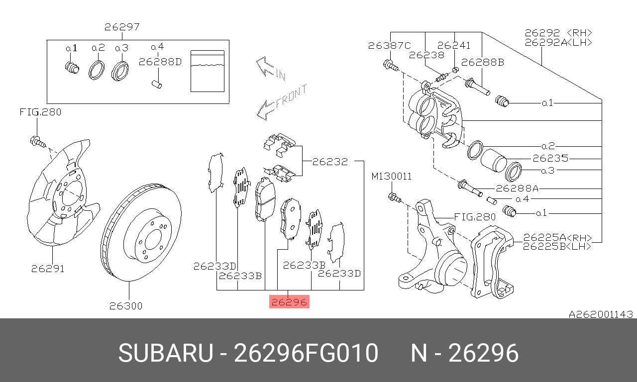 Колодки тормозные дисковые | перед | - Subaru 26296-FG010