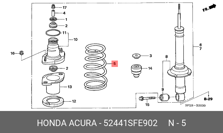 Пружина ходовой части | зад | - Honda 52441-SFE-902