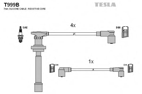 Комплект высоковольтных проводов - Tesla T999B