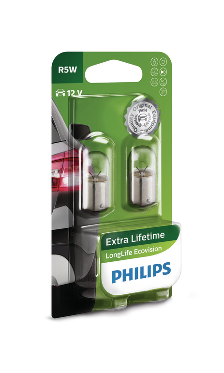 Лампа R5W LongLife EcoVision 12V 5W BA15s B2 - Philips 12821LLECOB2