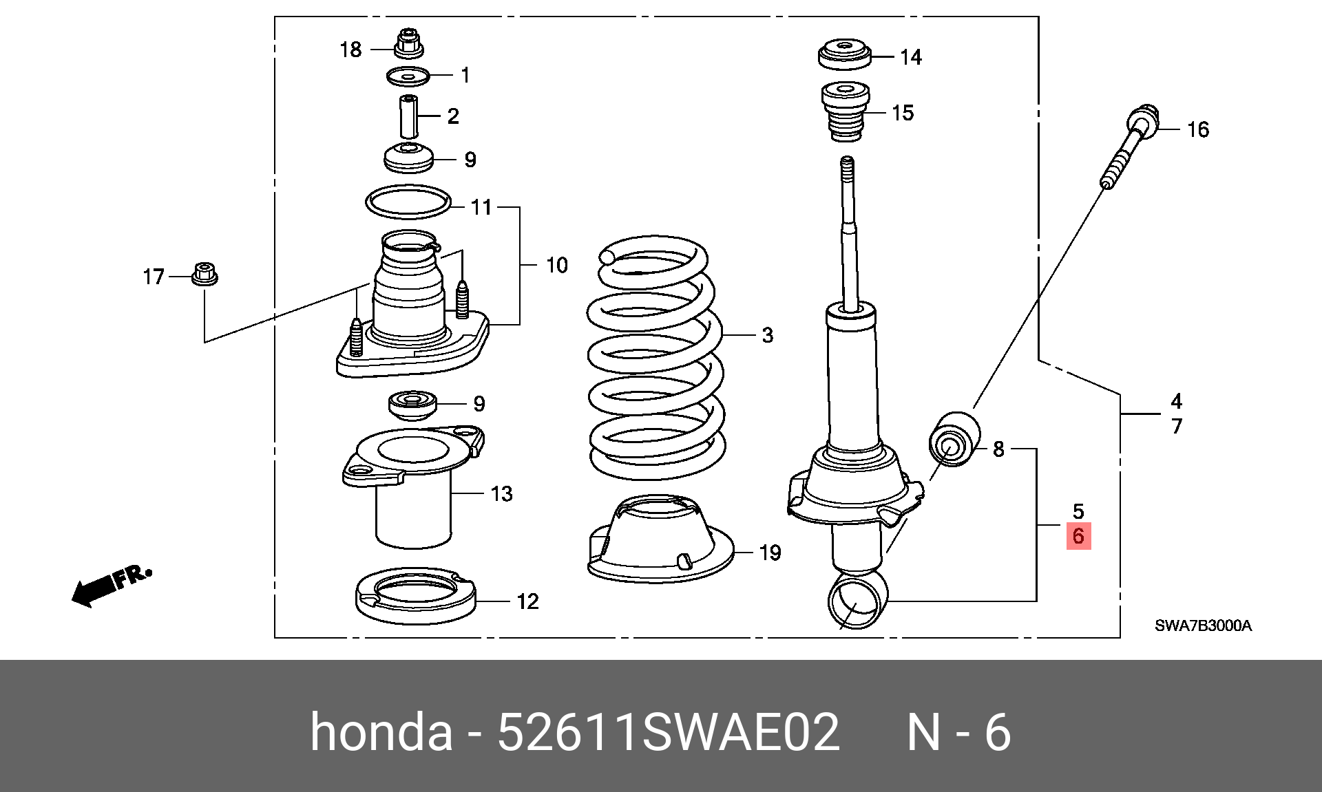 Амортизатор | зад прав/лев | - Honda 52611-SWA-E02