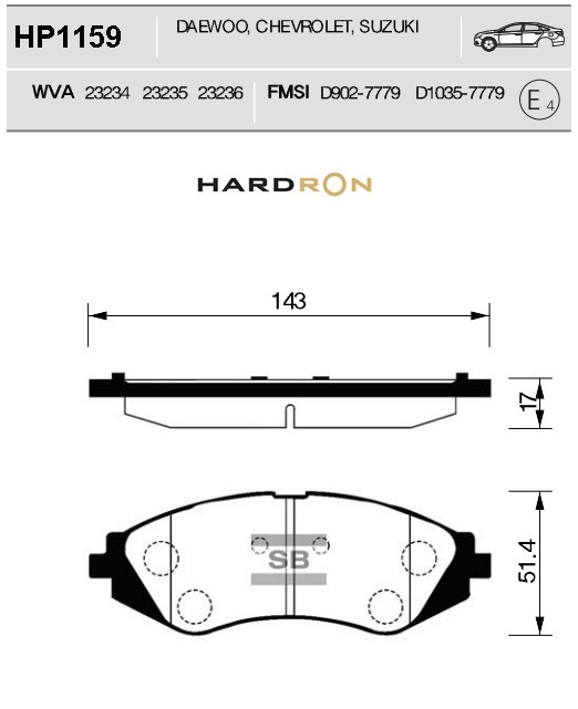 Колодки тормозные передние - Sangsin HP1159