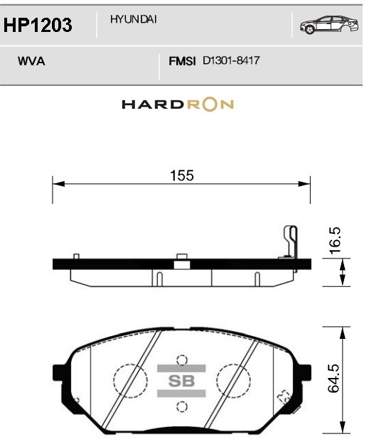 Колодки тормозные передние - Sangsin HP1203
