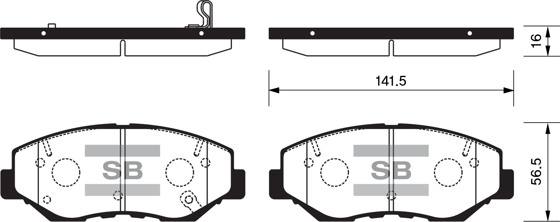 Колодки тормозные передние - Sangsin SP1237