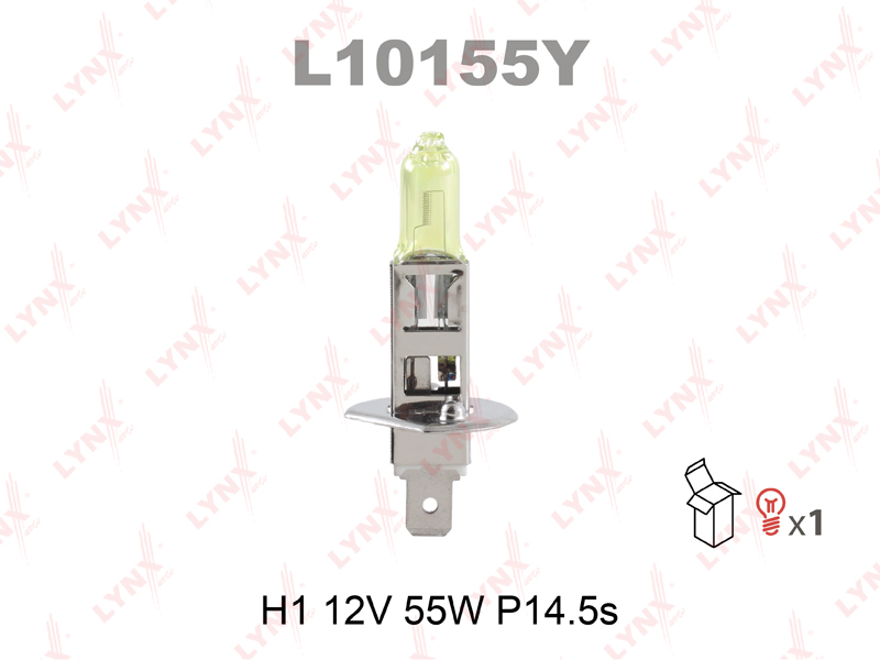 Лампа H1 12V 55W P14.5s YELLOW - LYNXauto L10155Y