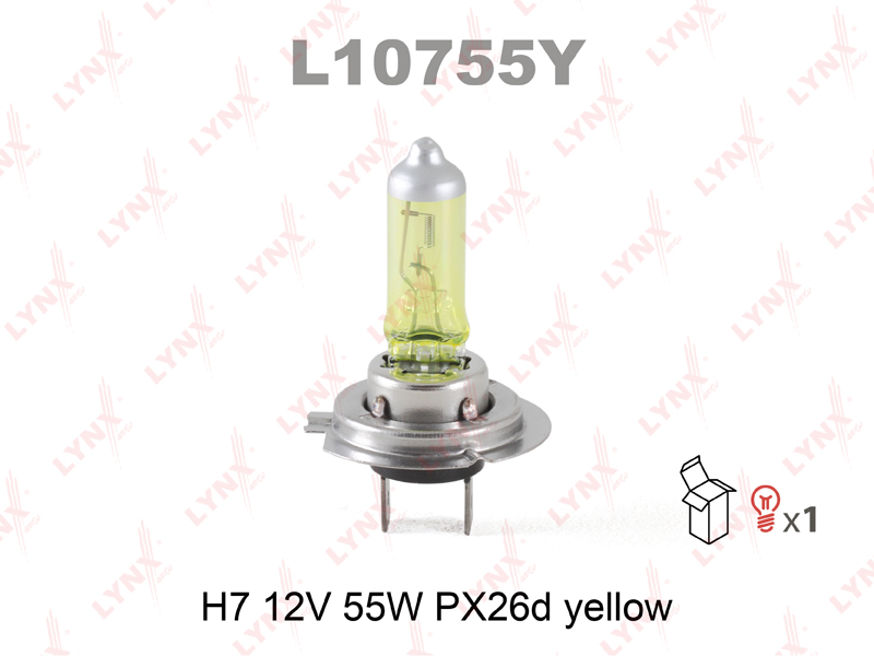 Лампа H7 12V 55W PX26d YELLOW - LYNXauto L10755Y