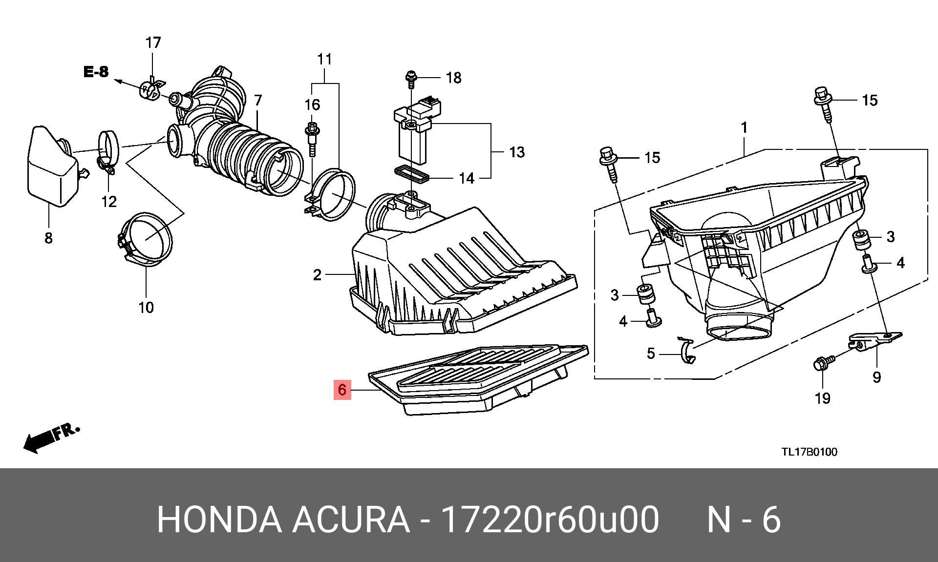 Фильтр воздушный honda Accord - Honda 17220-R60-U00