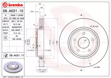 Диск тормозной Standard | перед | - Brembo 09.A031.10