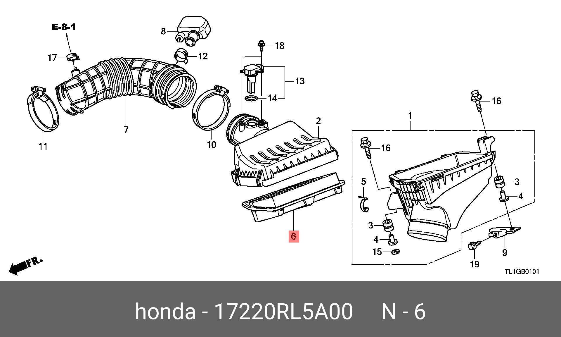 Фильтр воздушный honda Accord - Honda 17220-RL5-A00