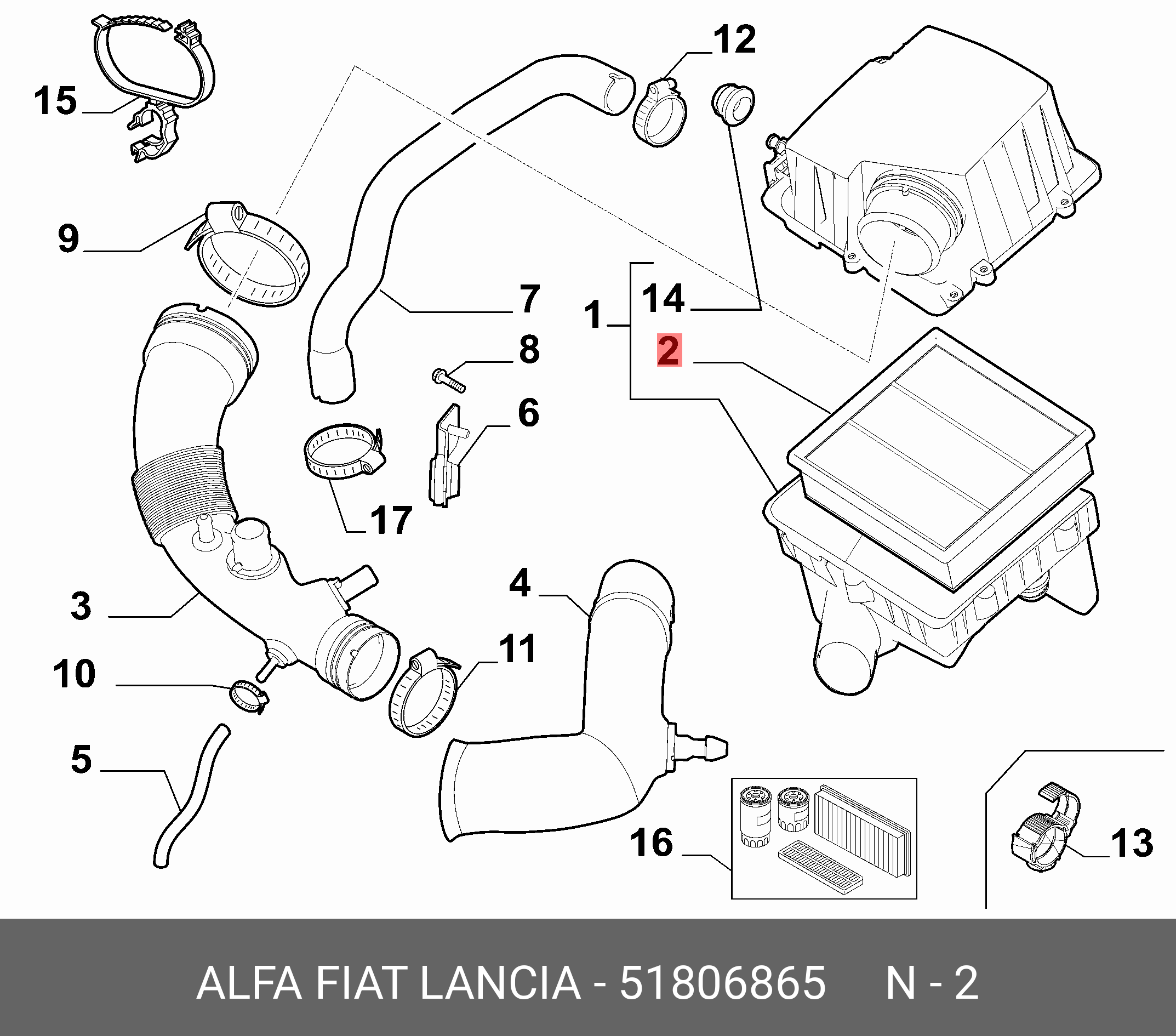 Фильтр воздушный - Fiat/Alfa/Lancia 5 180 6865