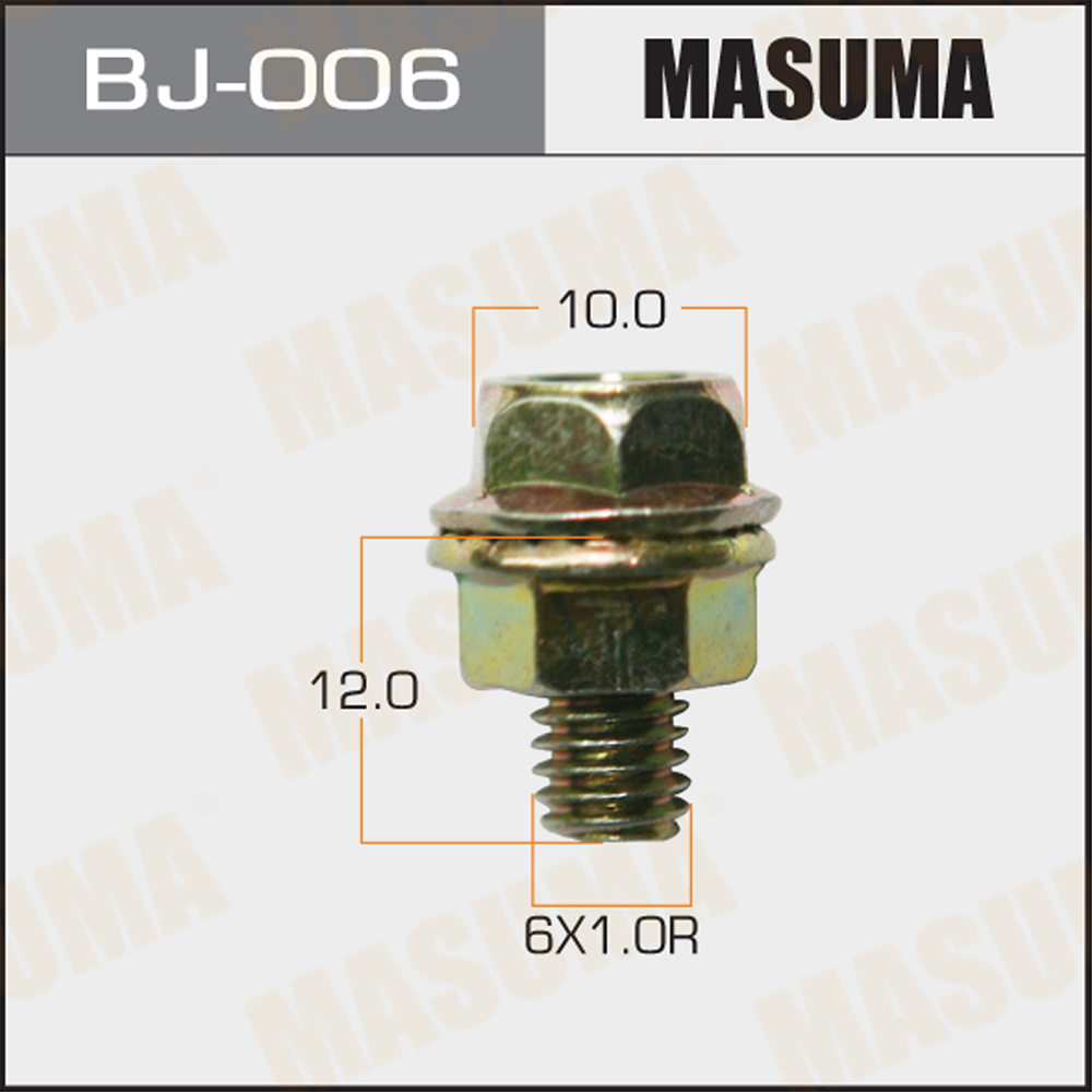 Болт с гайкой м 6x12x1.0, набор 6шт - Masuma BJ006