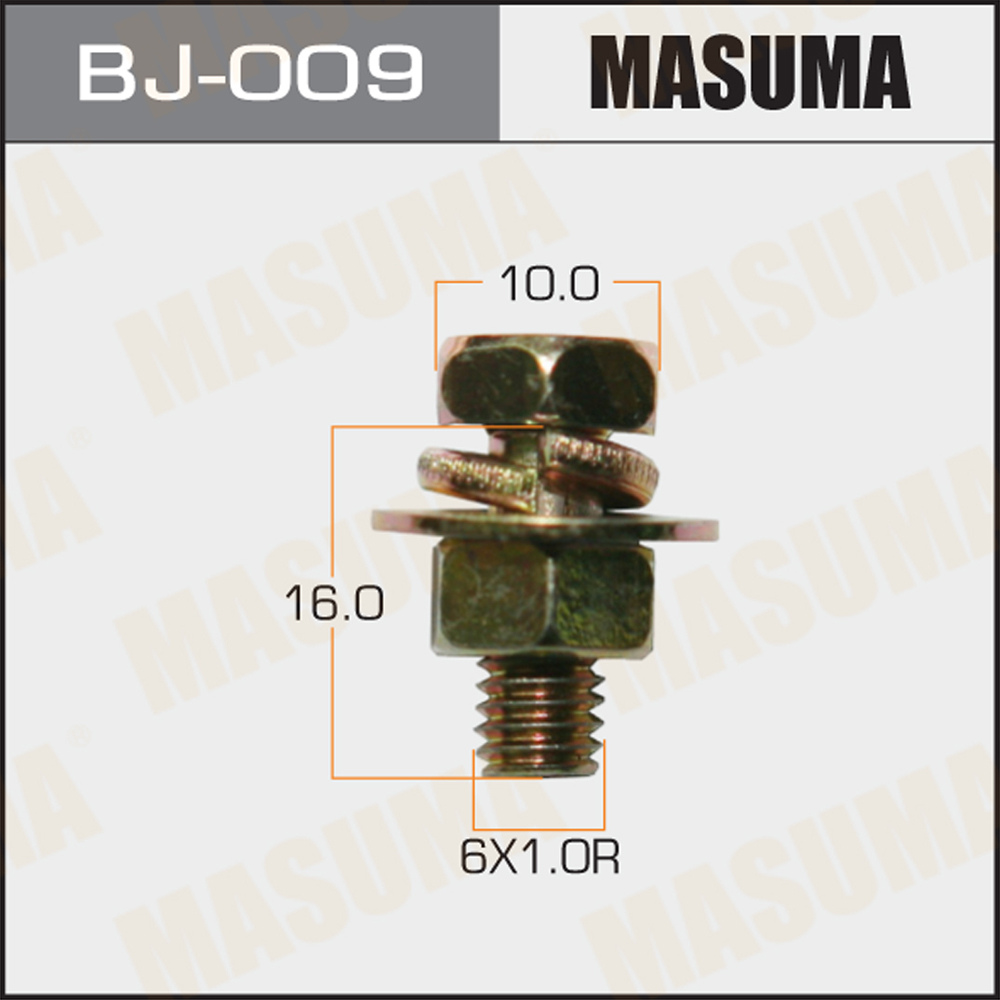 Болт с гайкой м 6x16x1.0, набор 6шт - Masuma BJ009
