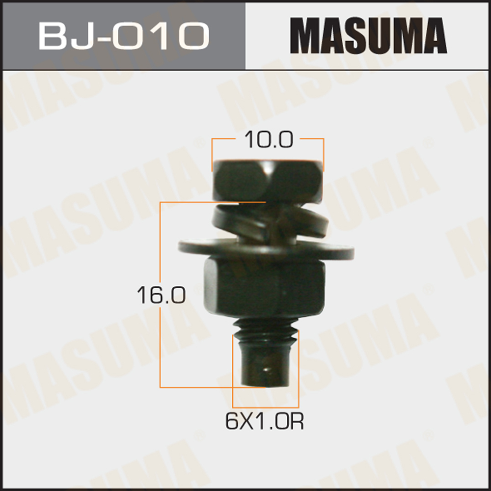 Болт с гайкой м 6x16x1.0, набор 6шт - Masuma BJ010
