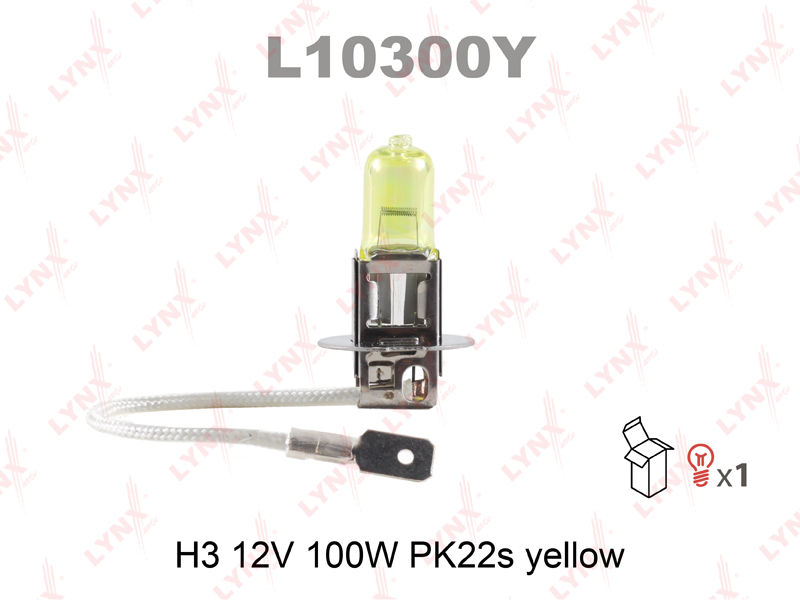 Лампа H3 12V 100W Pk22s YELLOW - LYNXauto L10300Y