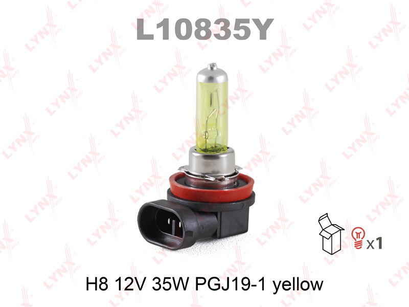 Лампа H8 12V 35W PGJ19-1 YELLOW - LYNXauto L10835Y