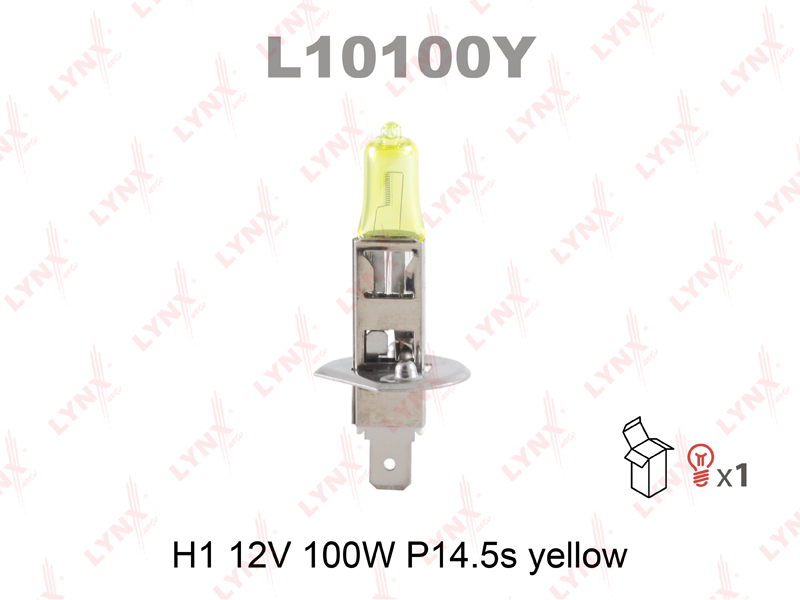 Лампа H1 12V 100W P14,5s YELLOW - LYNXauto L10100Y