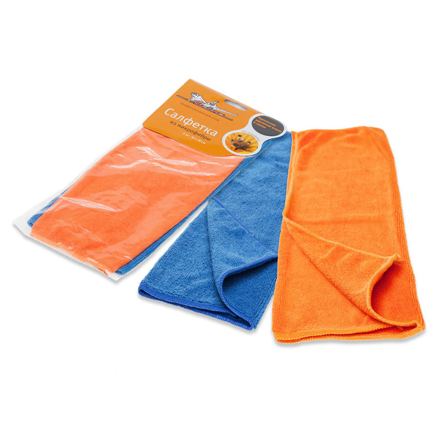 Набор салфеток из микрофибры, синяя и оранжевая (2 шт., 30*30 см) - AIRLINE AB-V-01