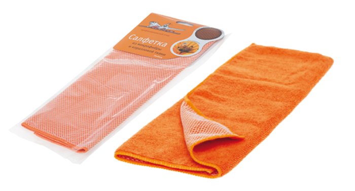 Салфетка из микрофибры и коралловой ткани оранжевая (35*40 см) - AIRLINE AB-A-04
