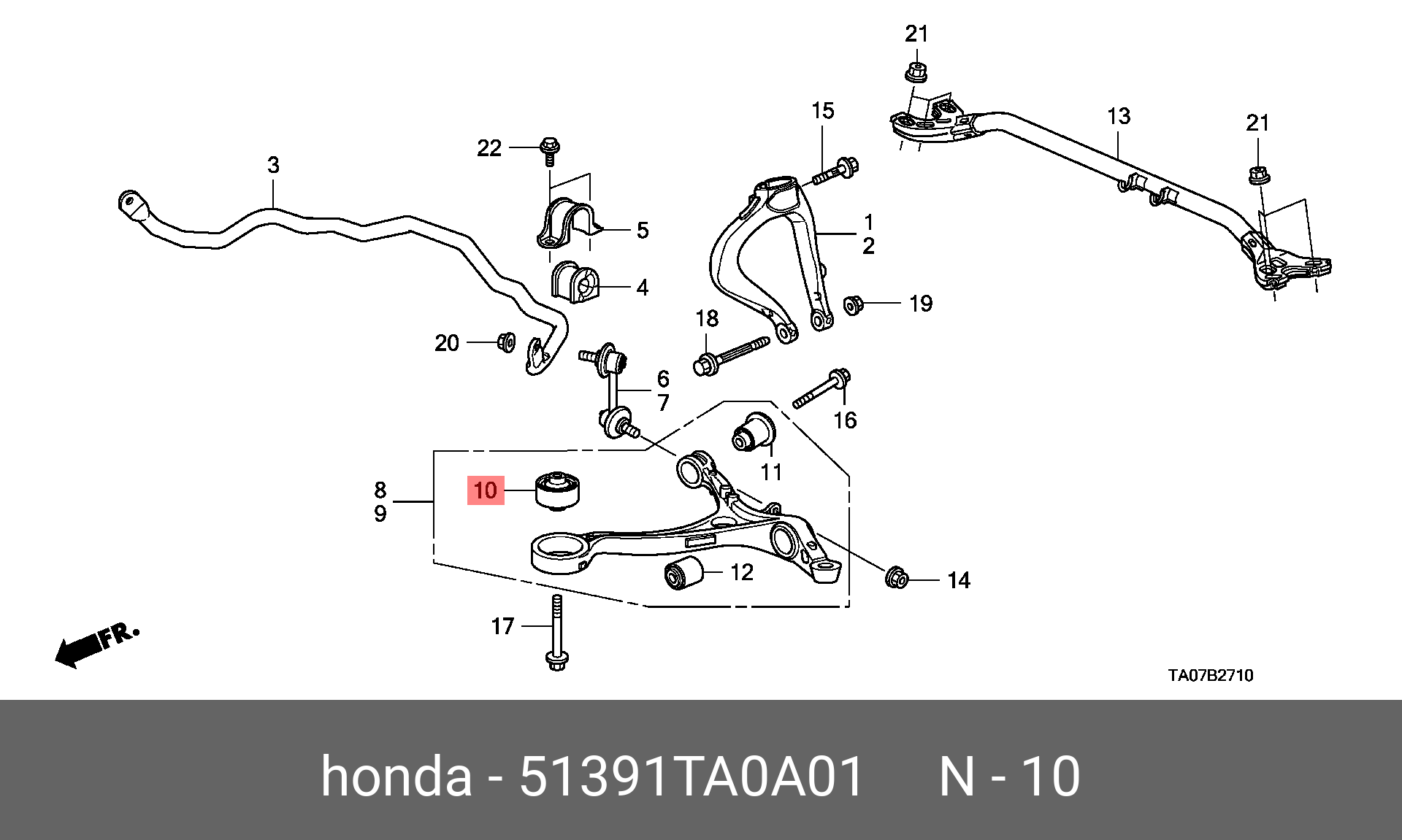 Сайлентблок рычага подвески | перед лев | - Honda 51391-TA0-A01
