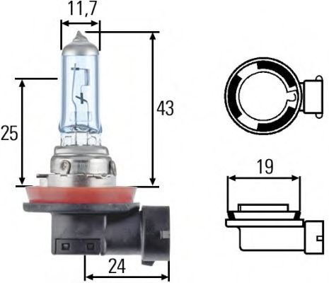 Лампа накаливания H8 12V 35W pgj19-1 +30% - Hella 8GH 008 356-151