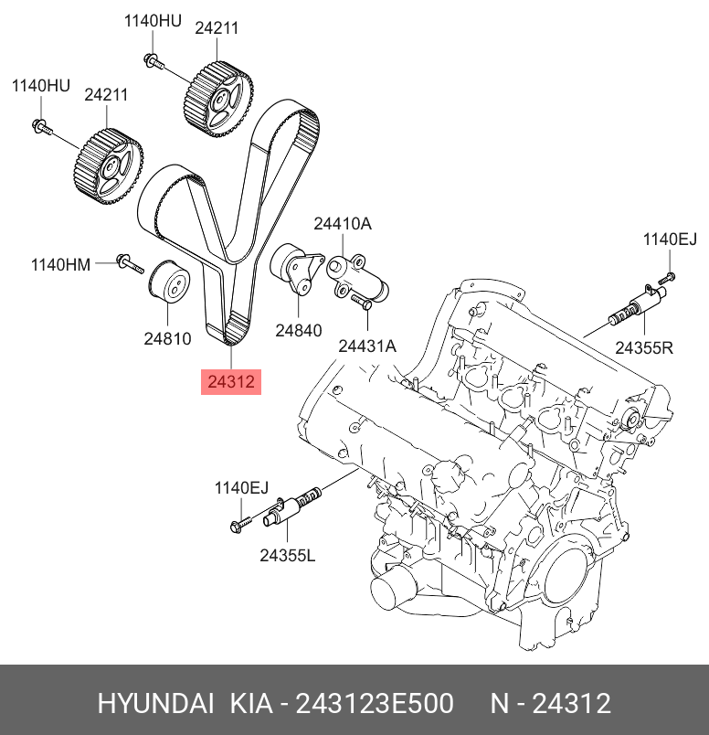 Ремень ГРМ - Hyundai/Kia 24312-3E500
