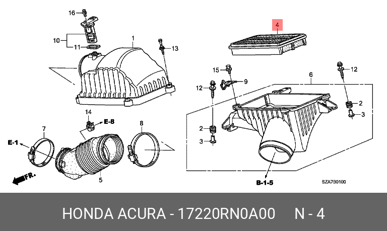 Фильтр воздушный - Honda 17220-RN0-A00