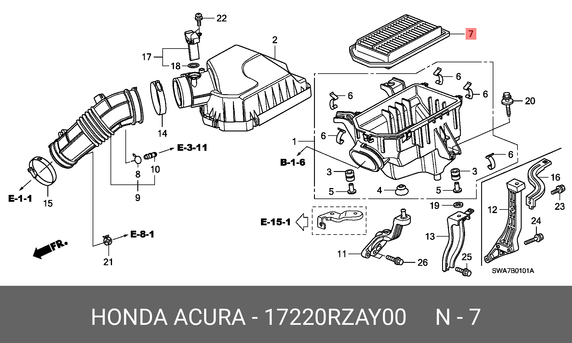 Фильтр воздушный honda cr-v - Honda 17220-RZA-Y00