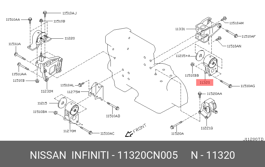 Подушка двигателя - Nissan 11320-CN005