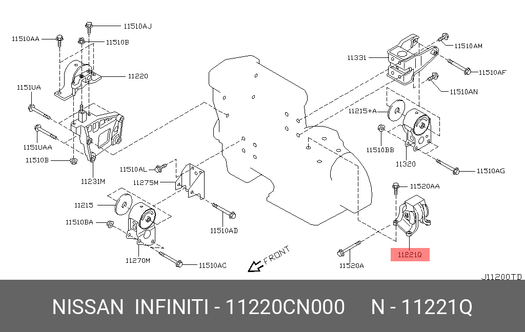 Подушка двигателя - Nissan 11220-CN000