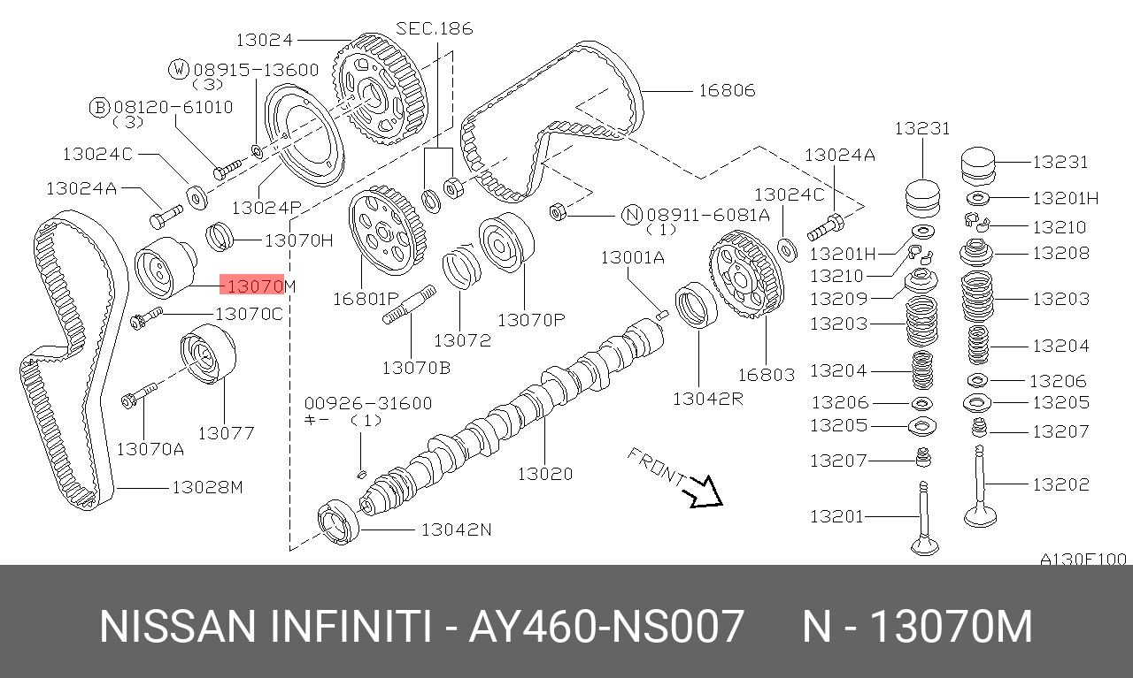 Ролик натяжной ГРМ - Nissan AY460-NS007