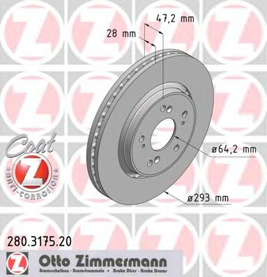 Диск тормозной | перед | - Zimmermann 280.3175.20