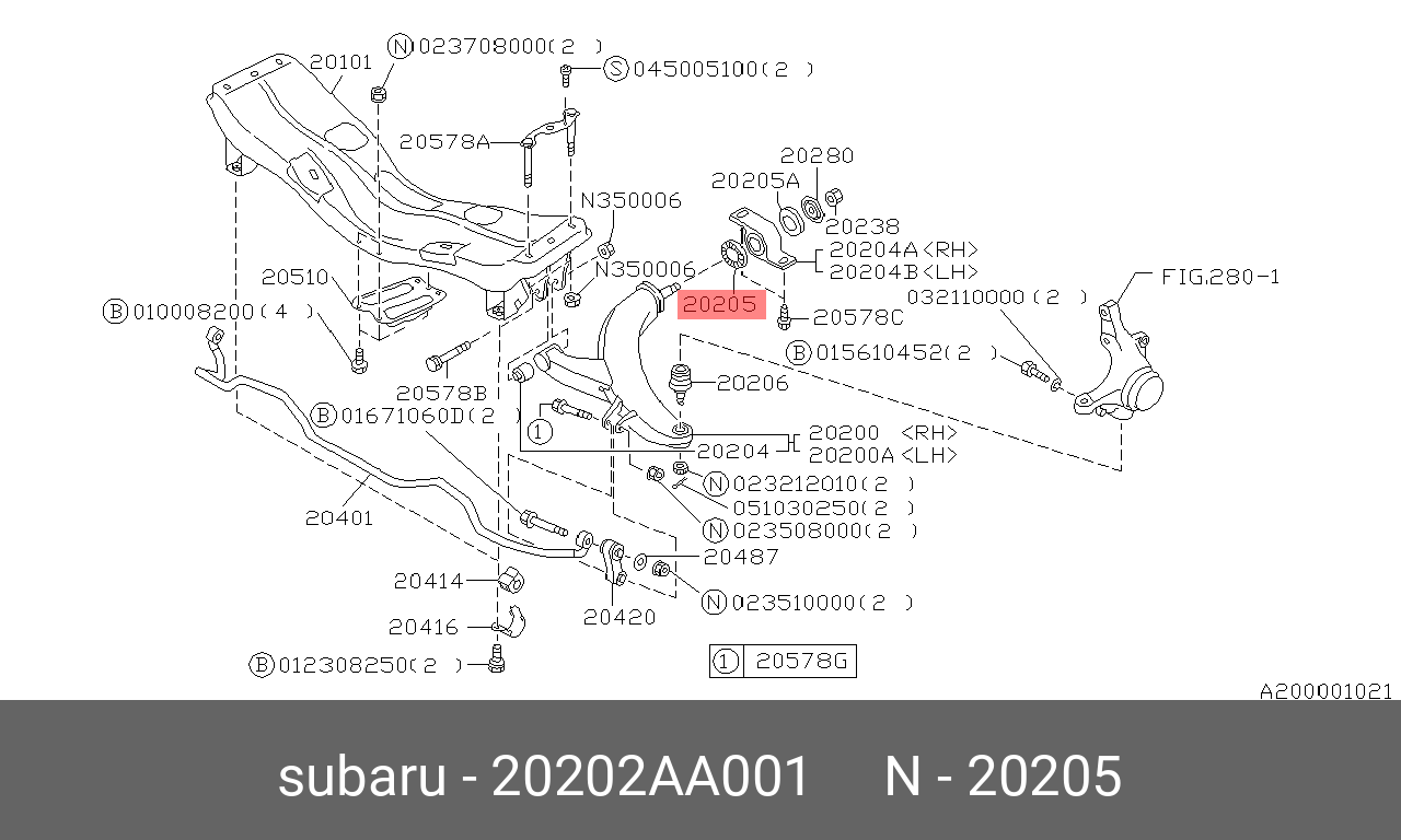 Сайлентблок рычага подвески - Subaru 20202-AA001