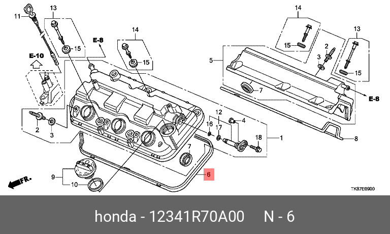 Прокладка крышки клапанов - Honda 12341-R70-A00