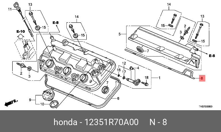 Прокладка c передней крышки головки - Honda 12351-R70-A00