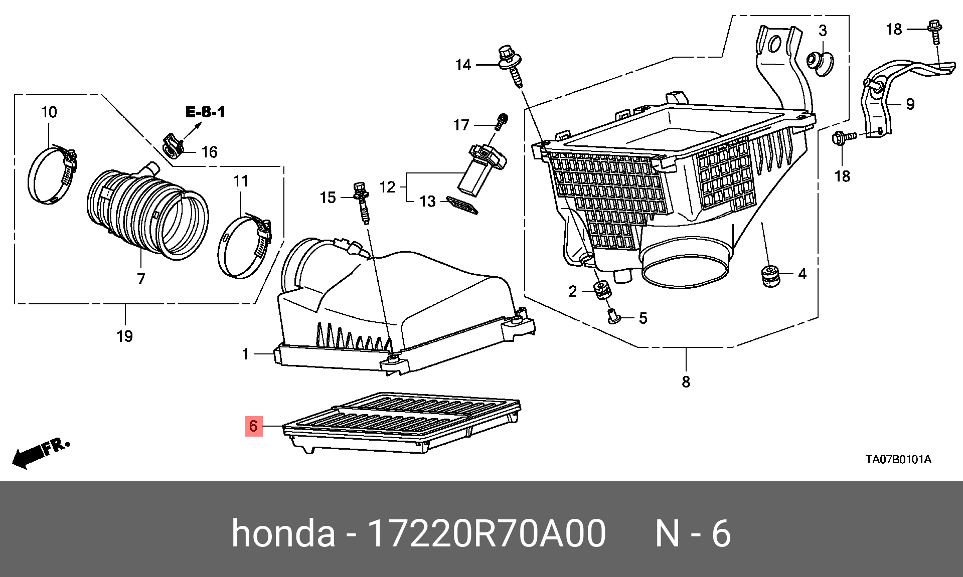 Фильтр воздушный - Honda 17220-R70-A00