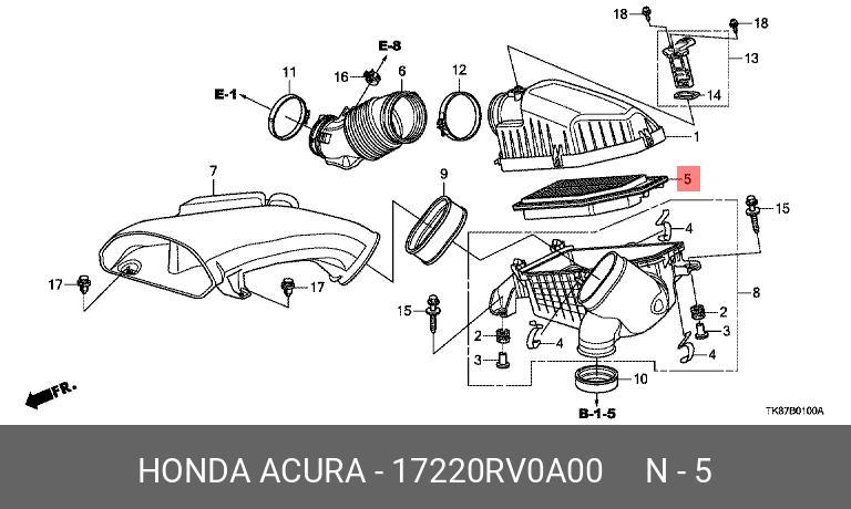 Фильтр воздушный - Honda 17220-RV0-A00