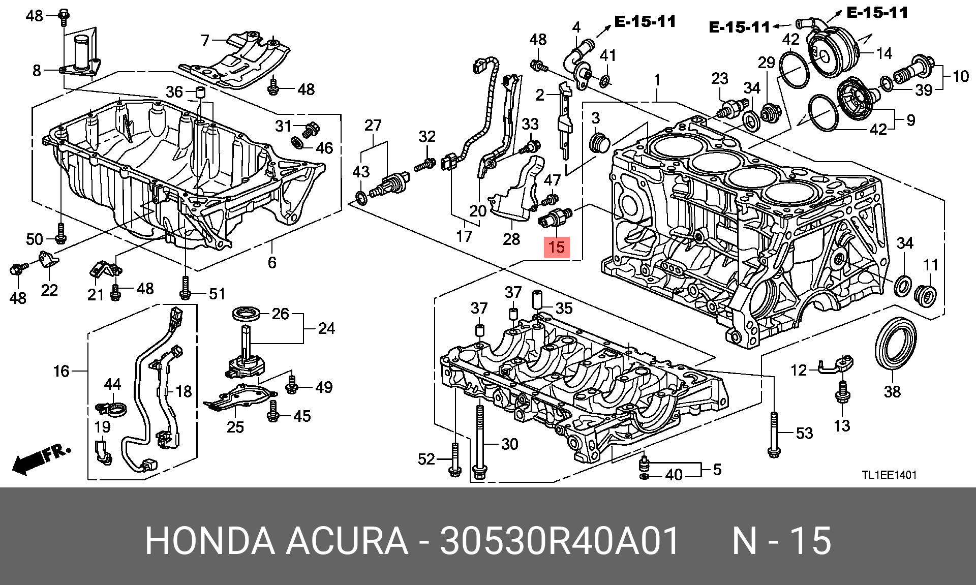 Датчик детонации - Honda 30530-R40-A01