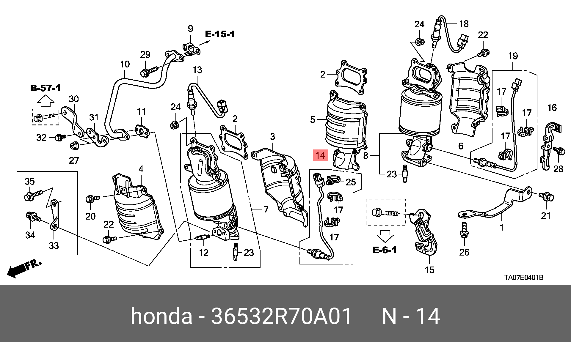 Датчик кислородный  - Honda 36532-R70-A01