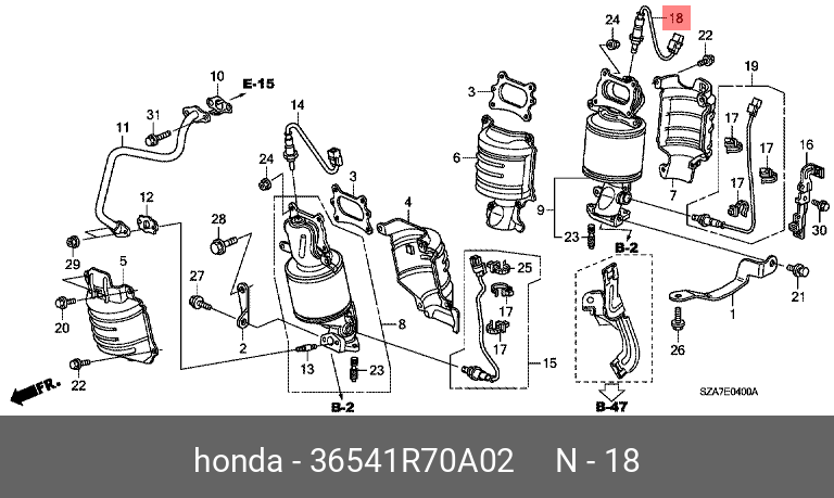 Датчик кислородный - Honda 36541-R70-A02