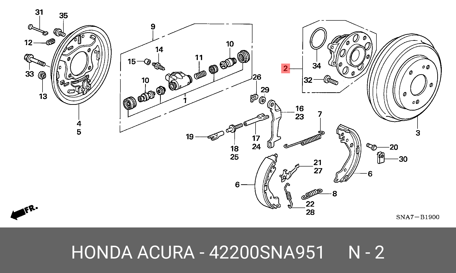 Подшипник ступицы передний | зад лев | - Honda 42200-SNA-951