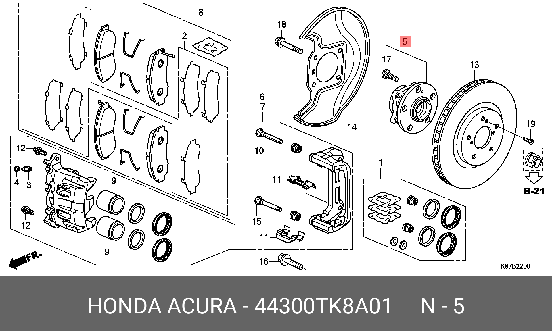 Комплект подшипника ступицы колеса | перед | - Honda 44300-TK8-A01
