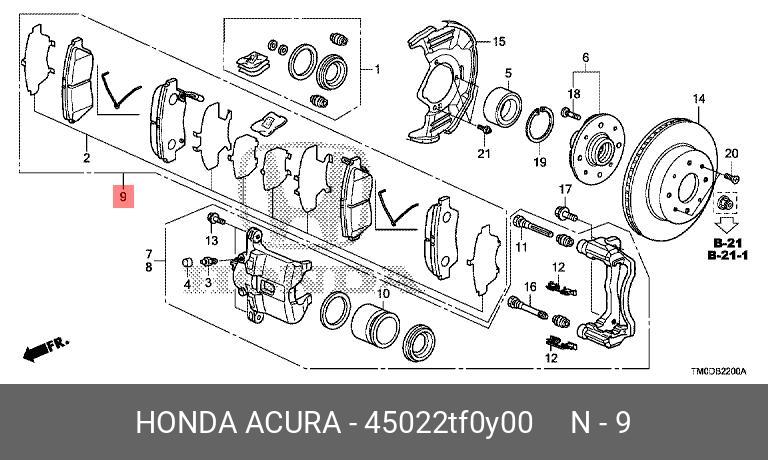 Накладка передняя - Honda 45022-TF0-Y00